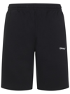 Off-white Off White Diag Helvetica Mans Black Cotton Bermuda Shorts With Print