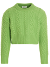 Ami Alexandre Mattiussi Cable-knit Virgin Wool Sweater In Green