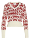Ami Alexandre Mattiussi Red & Off-white Jacquard Sweater In Multicolor