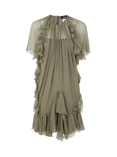 Dsquared2 Draped Midi Dress In Green