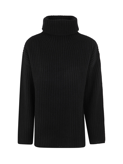 Joseph High Nk Ls Cardigan Stitch In Black