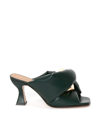 Jw Anderson Chain Twist Heeled Mules In Forest Green