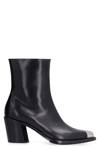 Alexander Mcqueen Boxcar Calfskin Cap-toe Ankle Booties In Black
