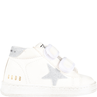 Golden Goose Kids' White Sneakers For Girl With Star In White/silver