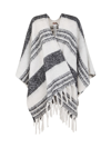 Twinset Twin-set Women's Multicolor Other Materials Poncho In Snow White Black