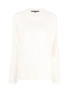 Sofie D'hoore Long Sleeve Crew Neck Jersey Cotton Boucle Knit In Ivory