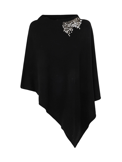 Twinset Embroidered Poncho In Black