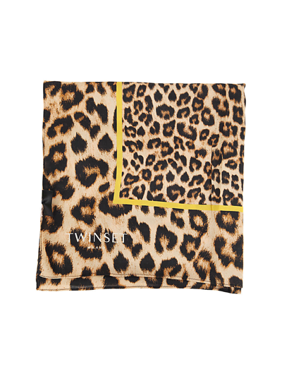 Twinset Animalier Printed Kefia In Black Dune
