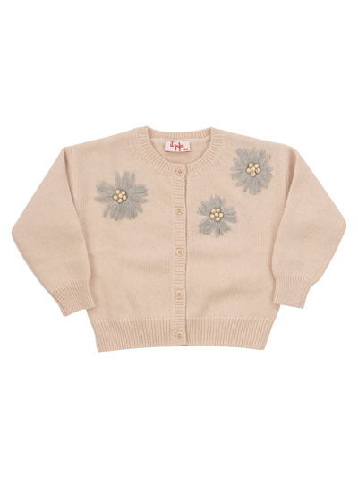 Il Gufo Babies' Cardigan With Embroidered Flowers In Pink