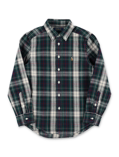 Polo Ralph Lauren Kids' Checked Shirt In Navy/green Multi