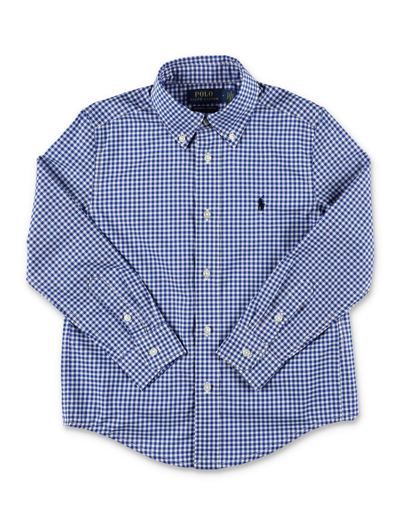 Polo Ralph Lauren Kids' Check Button-down Shirt In Blue/white