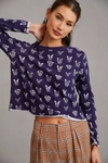 Maeve Long-sleeve Printed Tee In Blue
