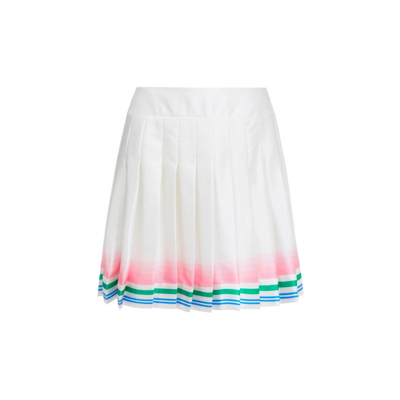 Casablanca Pleated Silk Satin Tennis Mini Skirt In White