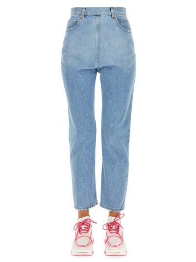 Balmain Inverted Boyfriend Jeans In Bleu Jean