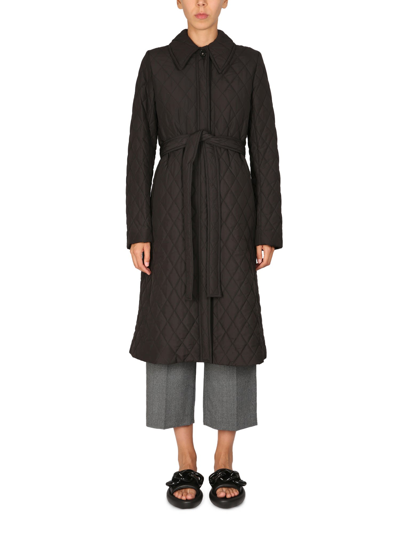 Stella Mccartney Diamond-quilted Belted Coat In Black