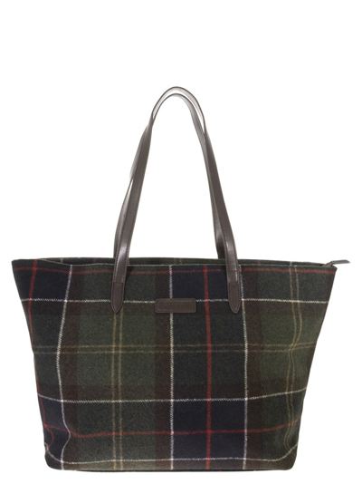 Barbour Checked Top Handle Bag In Black