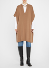 Valentino Brand-plaque Turtleneck Wool And Cashmere-blend Poncho In Camel