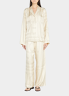Totême Toteme Monogram Embroidered Pajama Pants In Ivory Monogram 92