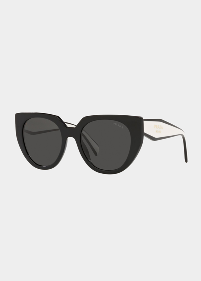 Prada Two-tone Acetate Cat-eye Sunglasses In Black