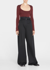 Proenza Schouler White Label Ribbed Striped Scoop-neck Sweater In Wine/black