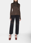 Bottega Veneta Button-keyhole Turtleneck Plisse Knit Sweater In Multioak