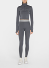 Splits59 Stevie Active Rib Half-zip Top In Heather Grey