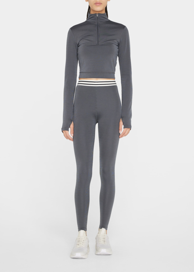 Splits59 Stevie Active Rib Half-zip Top In Heather Gr