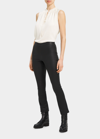 THEORY CROPPED LEATHER KICK PANTS