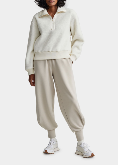 Varley Roselle Recycled Fleece Half-zip Sweater In White