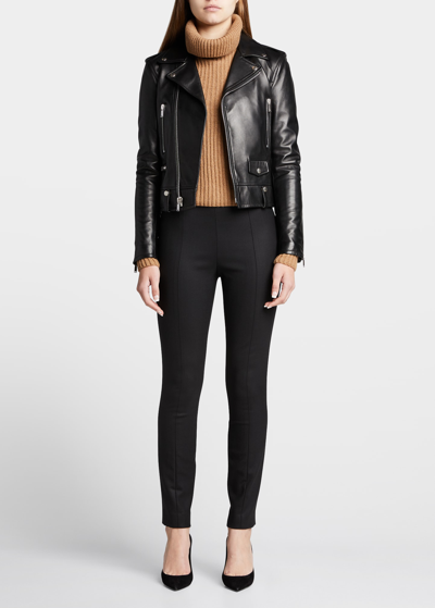 Saint Laurent Zippered Leather Jacket In Black