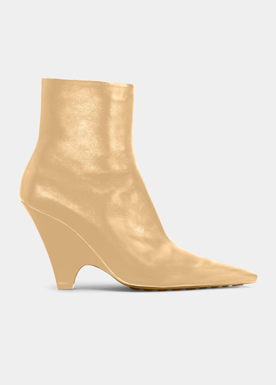 Bottega Veneta Point Lambskin Ankle Booties In Cane Sugar