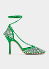 Bottega Veneta Leather-trimmed Crystal-embellished Mesh Pumps In Parakeet
