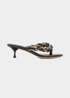 Bottega Veneta Dot Woven Chain Thong Sandals In 1000 Black