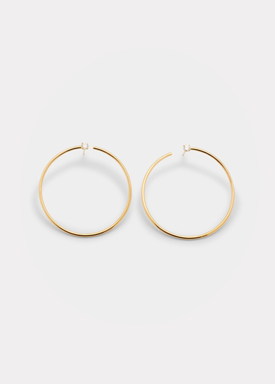 Anita Ko Bardot Diamond-stud Wire Circle Hoop Earrings In 18k Yellow Gold In Yg