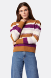 Joie Ronsard Striped Puffed Shoulder Wool Sweater In Tan