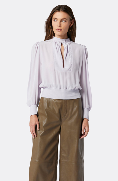 Joie Lyanes Long Sleeve Silk Top In Purple