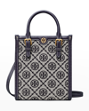 Tory Burch Mini T Monogram Jacquard North-south Tote Bag In Tory Navy