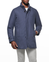 Norwegian Wool Men's Waterproof Heathered Wool Car Coat In Blue Melange