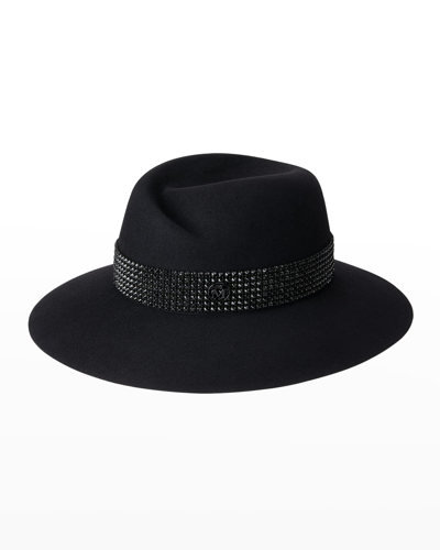 Maison Michel Virginie Large-brim Strass Felt Hat In Black