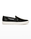 Vince Blair 5 Snake-effect Leather Slip-on Sneakers In Black