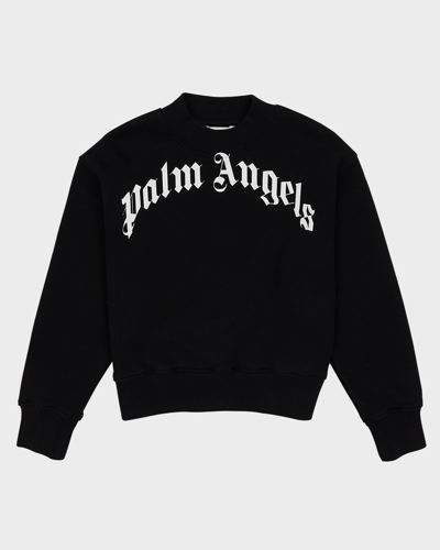 Palm Angels Kids' Boy's Classic Logo Crewneck Jumper In Black