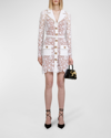 Self-portrait Magnolia Collared Lace Mini Dress In White