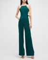 Black Halo Joaquin Wide-leg Halter Jumpsuit In Pine Green