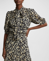 Polo Ralph Lauren Georgette Floral Tie-neck Maxi Dress In Vintage Daisy