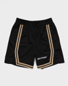 Palm Angels Side-stripe Logo-print Shorts In Black White