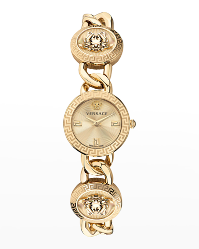 Versace Women's Stud Icon Gold Ion Plated Bracelet Watch 26mm In Ip Yellow Gold
