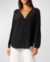 Joie Shariana Silk Georgette Blouse In Caviar