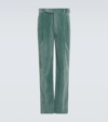 Loro Piana Straight-leg Pleated Cotton-blend Corduroy Trousers In Hunter