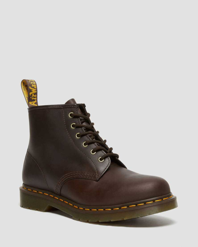 Dr. Martens' 101 Crazy Horse Leather Ankle Boots In Dark Brown Crazy Horse