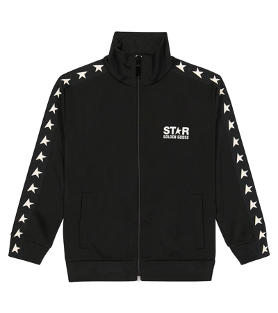 Golden Goose Kids' Boy's Zipped Star-printed Track Jacket In Black